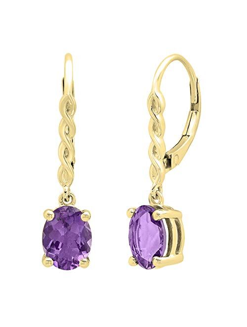 Dazzlingrock Collection 8X6 mm Oval Gemstone Ladies Twisted Drop Earring, 10K Gold