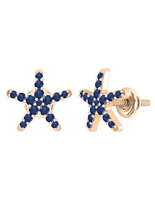 Dazzlingrock Collection Ladies Starfish Stud Earrings, Available in Various Round Gemstone, Diamond & Metal 10K/14K/18K Gold & 925 Sterling Silver