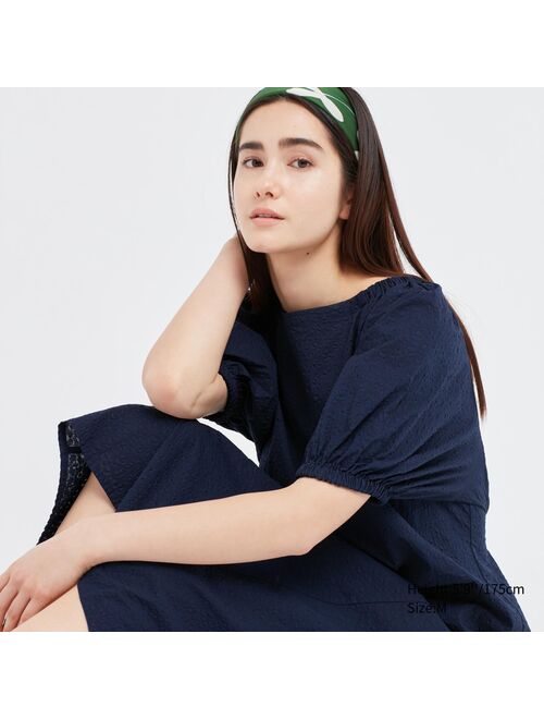 UNIQLO Textured Cotton Volume Sleeve Dress (Hana Tajima)