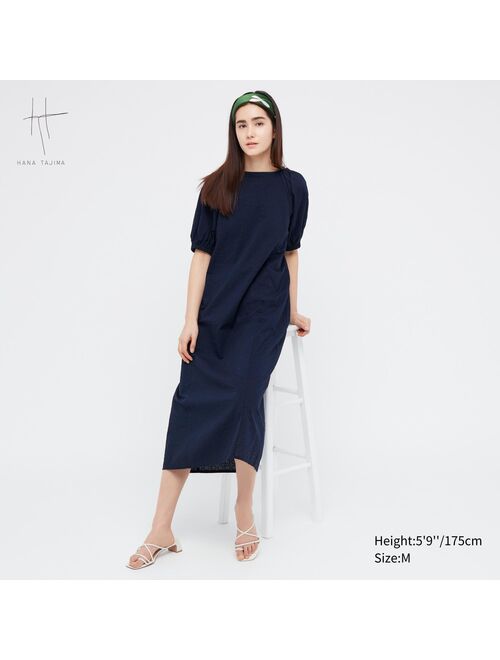 UNIQLO Textured Cotton Volume Sleeve Dress (Hana Tajima)