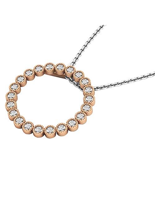 Dazzlingrock Collection 0.10 Carat (ctw) 10K Gold Round White Diamond Ladies Circle Pendant (Silver Chain)