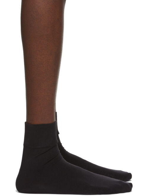 Wolford Black Cotton Velvet Socks For Men