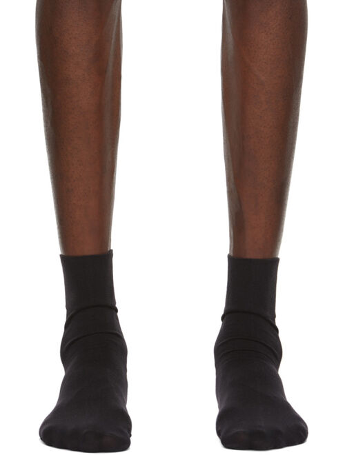 Wolford Black Cotton Velvet Socks For Men