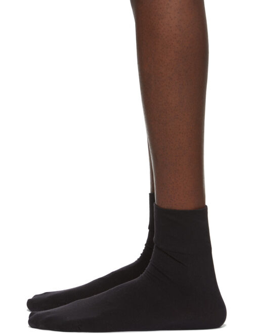 Wolford Black Cotton Velvet Socks For Men