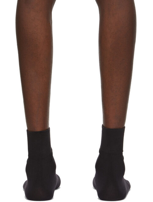 Wolford Black Cotton Velvet Socks For Men