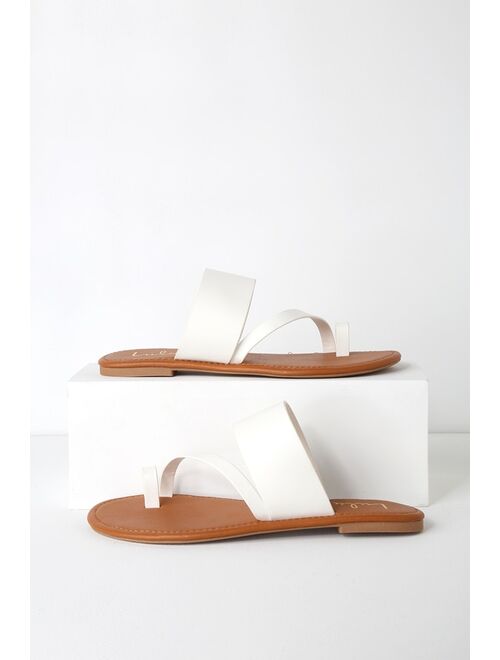 Lulus Avena White Flat Sandals