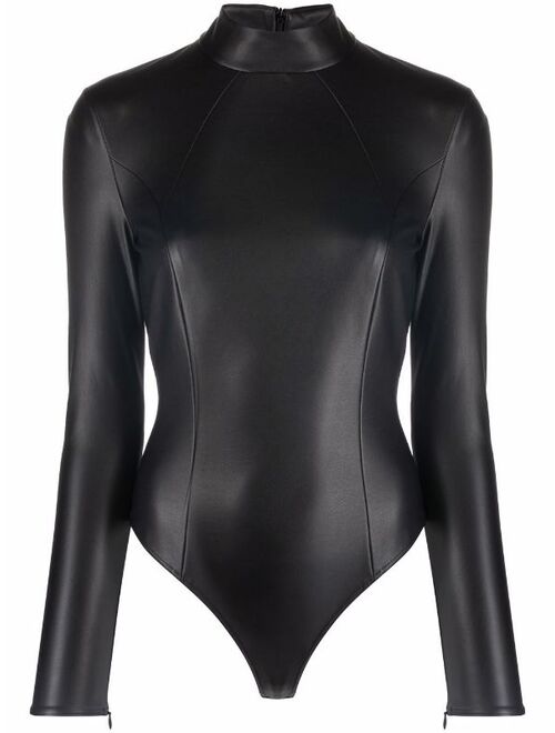 Wolford x Amina Muaddi vegan leather bodysuit