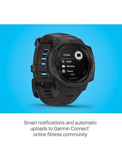 Garmin 010-N2064-00 Instinct, Rugged Outdoor Watch with GPS, Features GLONASS and Galileo, Heart Rate Monitoring and 3-axis Compass, 1.27", Graphite (Renewed)