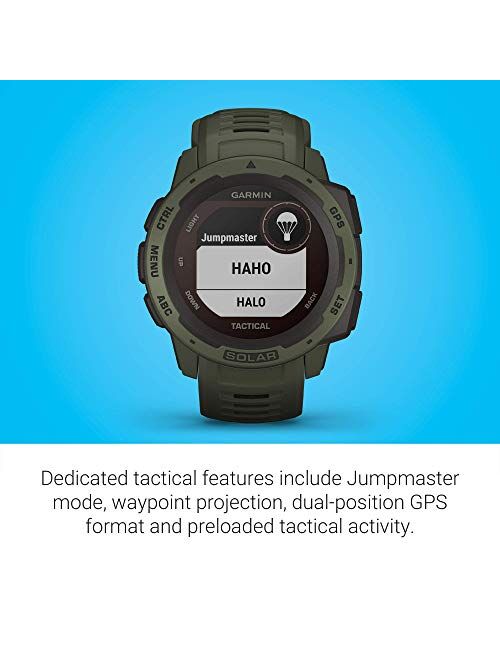 Garmin Instinct Solar Tactical, Solar-Powered Rugged Outdoor Smartwatch with Tactical Features, Built-in Sports Apps and Health Monitoring, Moss Green (Renewed)