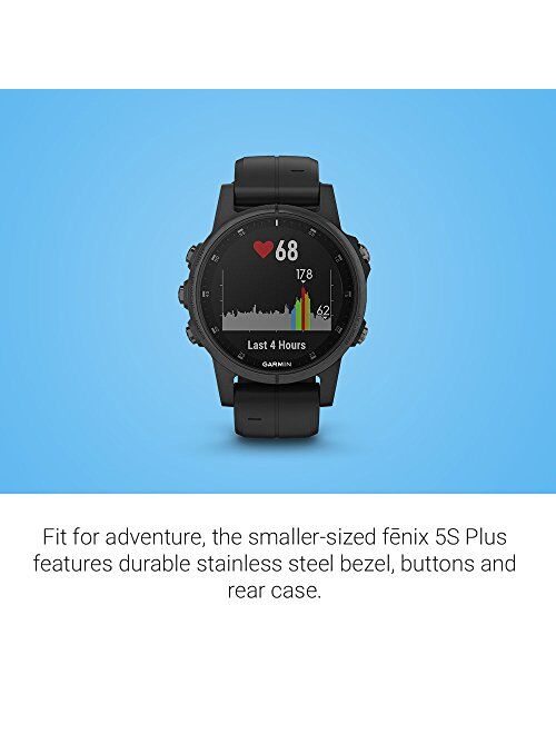 Garmin fenix 5s Plus, Smaller-Sized Multisport GPS Smartwatch, Features Color Topo Maps, Heart Rate Monitoring, Music and Contactless Payment, Black