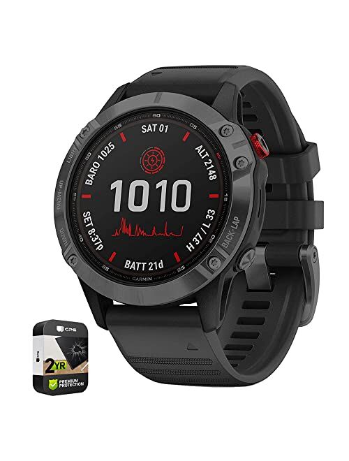 Garmin Fenix 6 Multisport GPS Smartwatch Bundle with Premium 2 YR CPS Enhanced Protection Pack