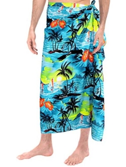 LA LEELA Men's Regular Beachwear Sarong Long Beach Wrap