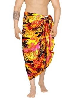 LA LEELA Men's Regular Beachwear Sarong Long Beach Wrap