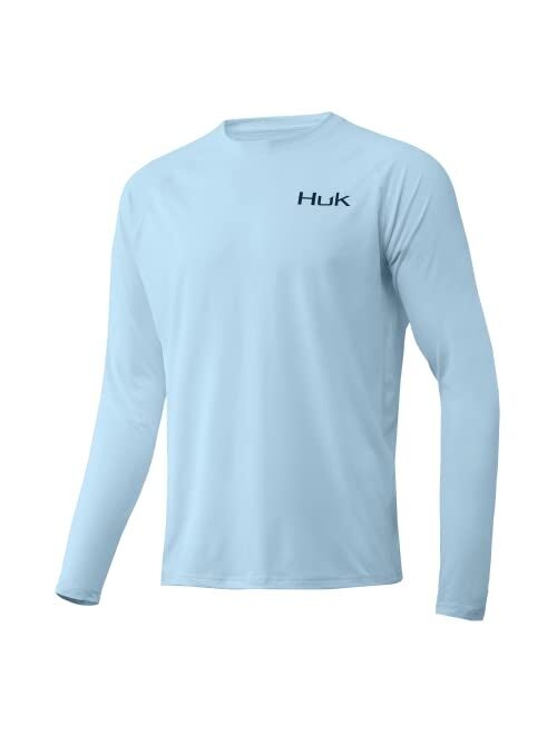 HUK Men's Pursuit Long Sleeve Sun Protecting Fishing Shirt, X Bass-Ice Blue, Large