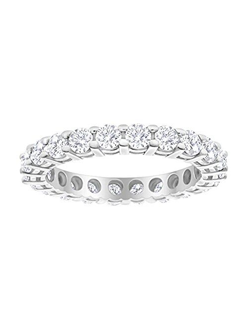 Houston Diamond District 3 Carat (ctw) 14K White Gold Round Diamond Ladies Eternity Wedding Anniversary Stackable Ring Band Value Collection