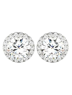 1-5 Carat Round Halo Diamond Earrings 14K Gold Value Collection Push Back