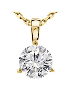 0.5 Carat 14K White Gold Round Diamond 3 Prong Solitaire Pendant Necklace J Color I2 Clarity