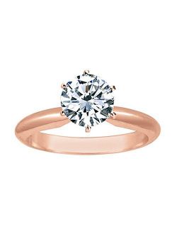 1/2 Carat Round Cut Diamond Solitaire Engagement Ring 14K White Gold 6 Prong (J-K, I2, 0.50 c.t.w) Very Good Cut