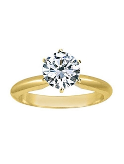 1/2 Carat Round Cut Diamond Solitaire Engagement Ring 14K White Gold 6 Prong (J-K, I2, 0.50 c.t.w) Very Good Cut