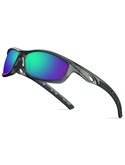 TOREGE Polarized Sports Sunglasses for Man Women Cycling Running Fishing Golf TR90 Fashion Frame TR12 Wanderer