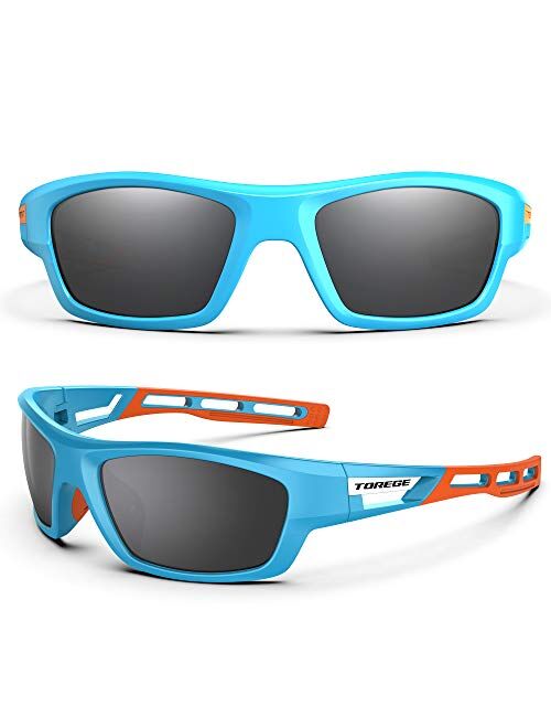 TOREGE Polarized Sports Sunglasses for Man Women Cycling Running Fishing Golf TR90 Fashion Frame TR12 Wanderer