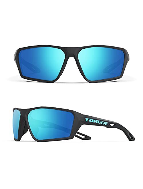 TOREGE Polarized Sports Sunglasses for Men Women Shooting Cycling Running Golf Fishing Sunglasses Durable Lens TR36