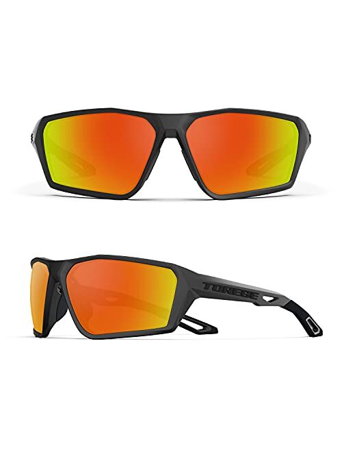 TOREGE Polarized Sports Sunglasses for Men Women Shooting Cycling Running Golf Fishing Sunglasses Durable Lens TR36