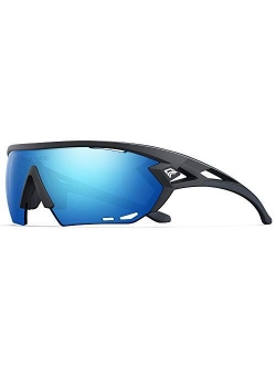 TOREGE Sports Sunglasses with 1.4mm Polarized Lens For Men Women Cycling Running Fishing Driving Golf Glasses TR18 Eagle-s