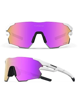 Torege Sports Sunglasses for Men,Polarized Sunglasses for Women,Sports Sunglasses for Cycling Hiking Fishing Golf Running TR71