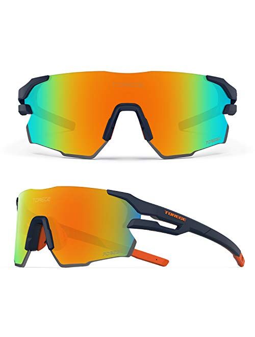 Torege Sports Sunglasses for Men,Polarized Sunglasses for Women,Sports Sunglasses for Cycling Hiking Fishing Golf Running TR71