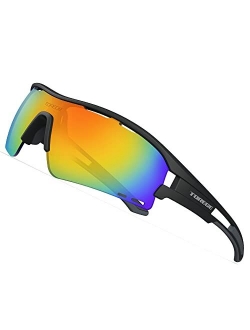 TOREGE Sunglasses for Men and Women,Polarized Sports Sunglasses with 3 Interchangeable LensTR30