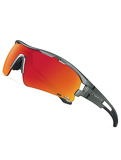 TOREGE Sunglasses for Men and Women,Polarized Sports Sunglasses with 3 Interchangeable LensTR30