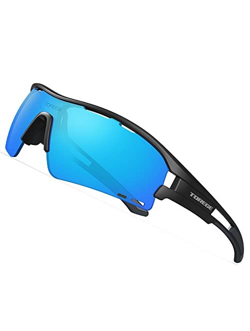 TOREGE Sunglasses for Men and Women,Polarized Sports Sunglasses with 3 Interchangeable LensTR30