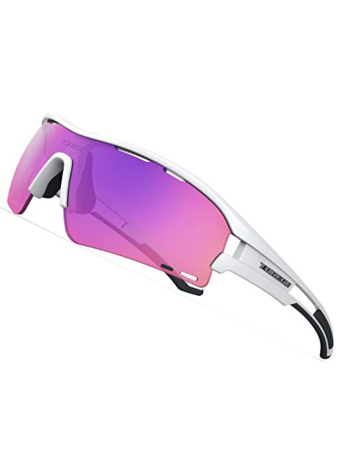 TOREGE Sunglasses for Men and Women,Polarized Sports Sunglasses with 3 Interchangeable LensTR30