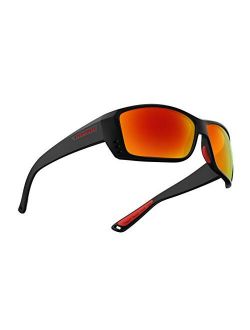 Torege Sunglasses Men - Sports Polarized Glasses for Baseball Fishing Cycling Running Womens Sunglasses Wrap Around Design UV400