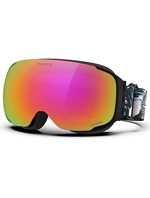 TOREGE Ski Goggles Anti Fog Dual-Layer UV Protection Snowboard Goggles OTG Snow Goggles for Men Women