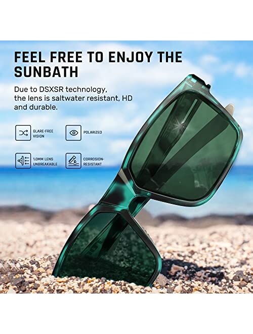 Torege Sunglasses for Men Women - Polarized Glasses Trendy Square Sunglasses for Outdoors Trekking Traveling Shopping