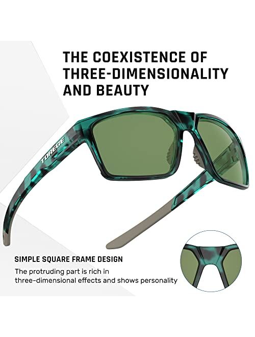 Torege Sunglasses for Men Women - Polarized Glasses Trendy Square Sunglasses for Outdoors Trekking Traveling Shopping