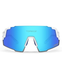 TOREGE Polarized Sports Sunglasses with 3 Interchangeable Lenses for Men Women Cycling Running Baseball Glasses TR65