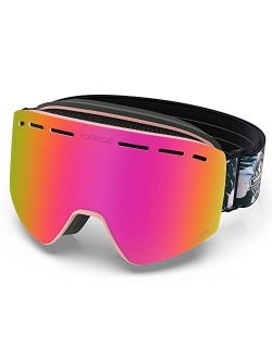 TOREGE Ski Goggles, Snow Goggles with Anti-fog Spherical Lens, OTG Snowboard Goggles for Men Women