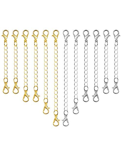 Paxcoo 12Pcs Chain Extender Jewelry Necklace Lobster Clasps and Closures for Necklace Bracelet Jewelry Making Supplies