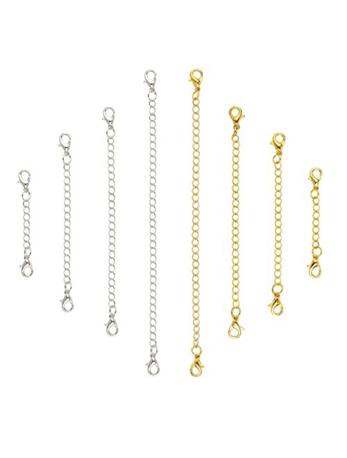 Tiparts 8 pcs Necklace Extender Bracelet Extender Gold Silver Chains Set with Lobster Clasps,Length: 6" 4" 3" 2"