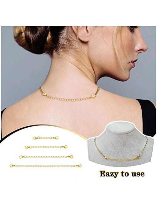 Tiparts 8 pcs Necklace Extender Bracelet Extender Gold Silver Chains Set with Lobster Clasps,Length: 6" 4" 3" 2"