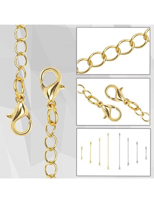 Tiparts 8 pcs Necklace Extender Bracelet Extender Gold Silver Chains Set with Lobster Clasps,Length: 6" 4" 3" 2"