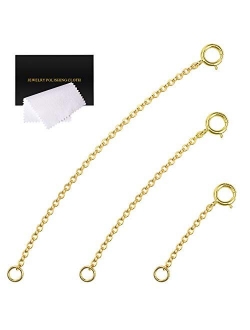 VANBARIS Gold Necklace Extenders 14k Gold Plated Extender Chain 925 Sterling Silver Extension Bracelet Extender Gold Chain Extenders for Necklaces 3 Pcs