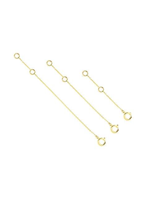 14k 18k Solid Gold Extender For Necklace or Bracelet, Removable Real Solid Gold Extension Link Cable Chain, Adjustable Length For 1inch 2inch 3icnh 4 inch. Jewee Diamond