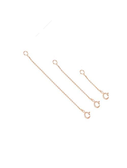 14k 18k Solid Gold Extender For Necklace or Bracelet, Removable Real Solid Gold Extension Link Cable Chain, Adjustable Length For 1inch 2inch 3icnh 4 inch. Jewee Diamond