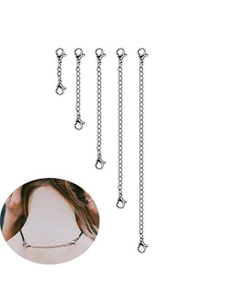 GBSTORE 5 Pcs Different Size Stainless Steel Necklace Bracelet Extender Chain Set with Lobster Clasps,Jewelry Necklace Extenders for DIY Jewelry Making