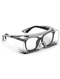 TOREGE Safety Glasses, Anti Fog Safety Glasses Over Glasses, Safety Goggles With HD Lenses,Medical Goggles For Men&Women(Gray/Clear Lens)