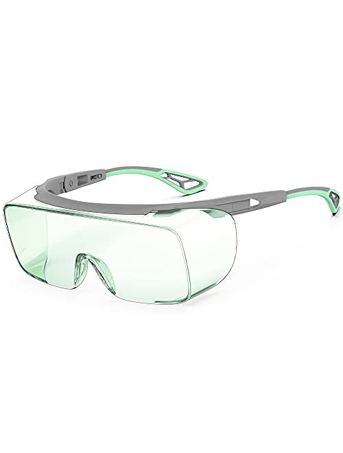 TOREGE Safety Glasses, Anti Fog Safety Glasses Over Glasses, Safety Goggles With HD Lenses,Medical Goggles For Men&Women(Gray/Clear Lens)